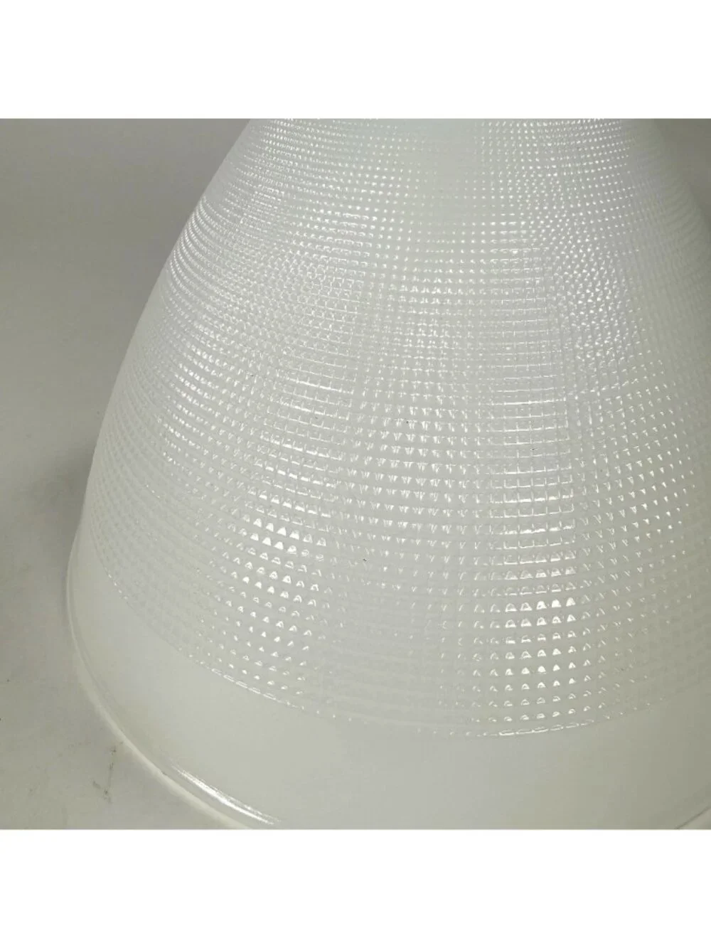 Vintage Milk Glass Lamp Shade Embossed Waffle Pattern Cone Shape 2